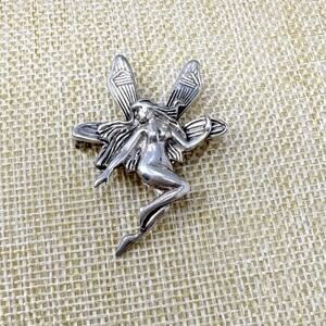 Vintage Art Nouveau Fairy Pixie Nymph Sterling Silver Brooch Pin 6.5 grams
